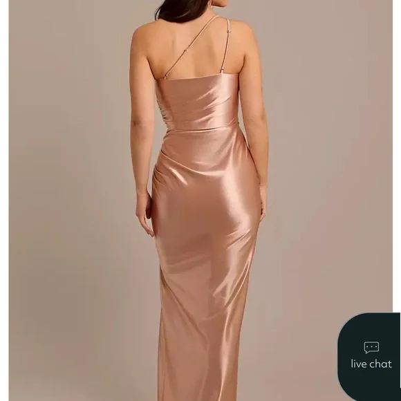 David's Bridal One Shoulder Satin Dress - Picture 2 of 4